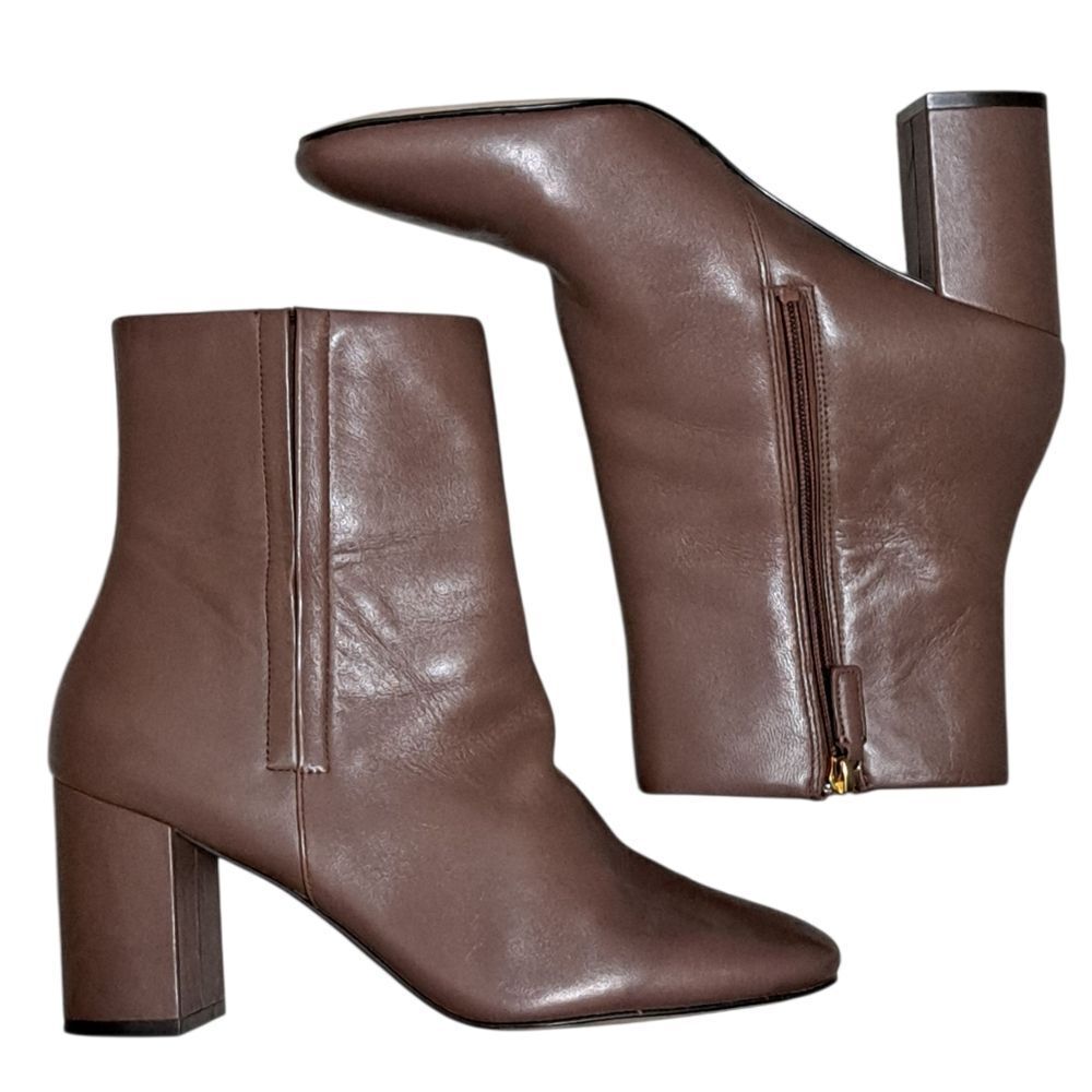Cole Haan Grand 360 Cristy Square Boho Chunky Heel Bootie Sz 10 Chestnut Leather